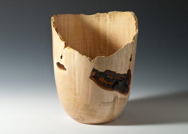 Natural Edge Norway Maple Vase w See-Thur Bark Inclusion