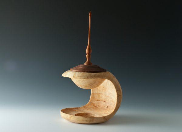 Maple Suspended Lidded Box w Partridge and Redheart Accents